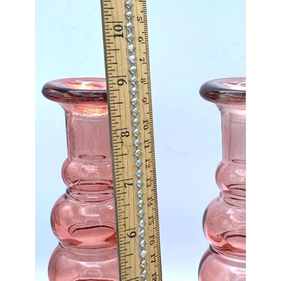 Recycled Art Glass Pink 4 Bulb Terrace Candle Holder Vase Vintage 9 Inches Home - Picture 4 of 7
